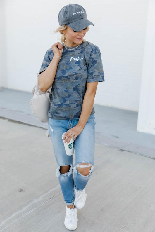Mama Script Camo Graphic Tee