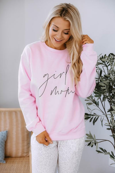 Girl Mom Script Pink Graphic Sweatshirt