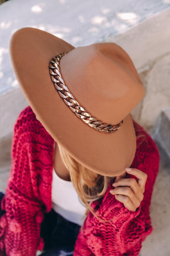 Speechless Entrance Taupe Wide Brim Fedora Hat