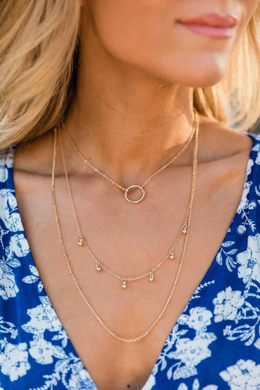 Listen To Me Multi Layered Gold Circle Necklace