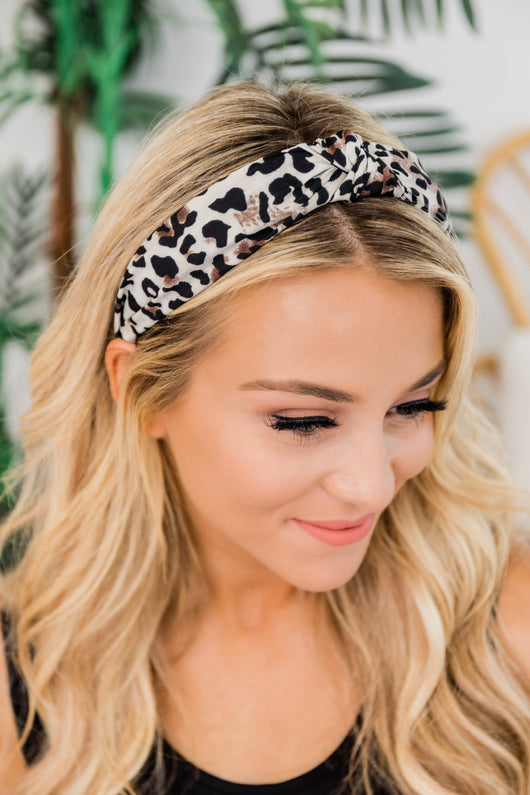 Here I Am Leopard Headband Cream