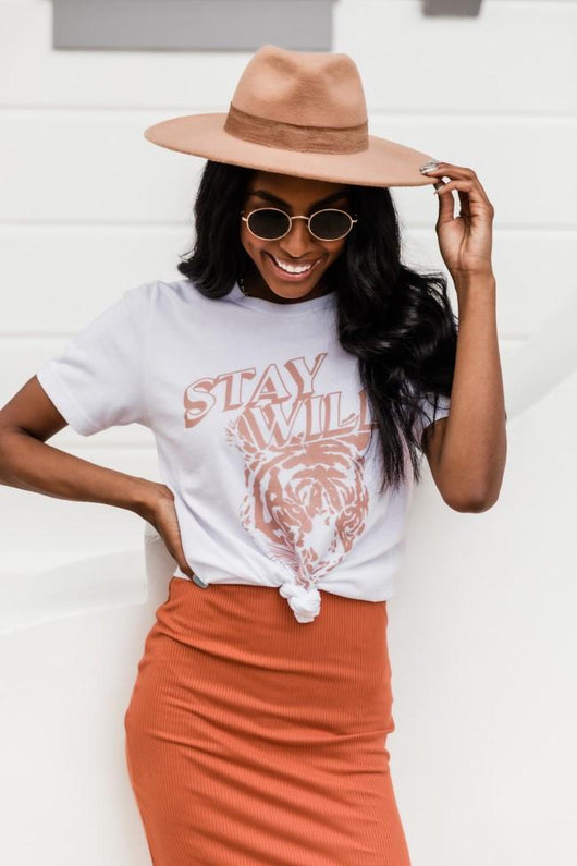 Stay Wild Tiger White Graphic Tee