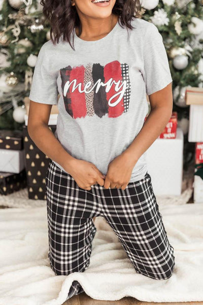 Merry Stripes Graphic Athletic Heather Tee