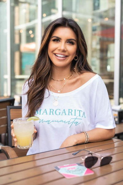 Margarita Mamacita White Graphic Slouchy Tee