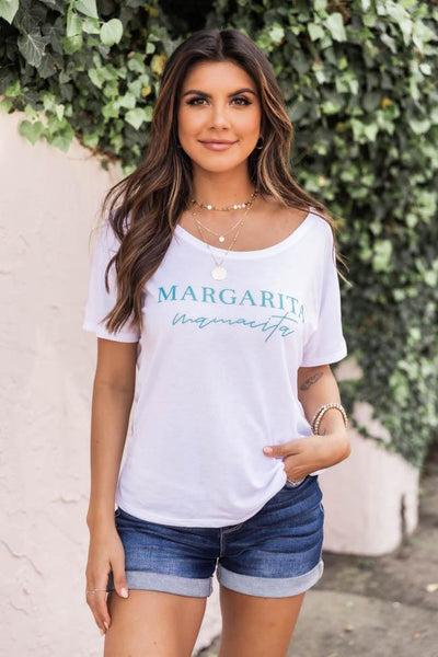 Margarita Mamacita White Graphic Slouchy Tee