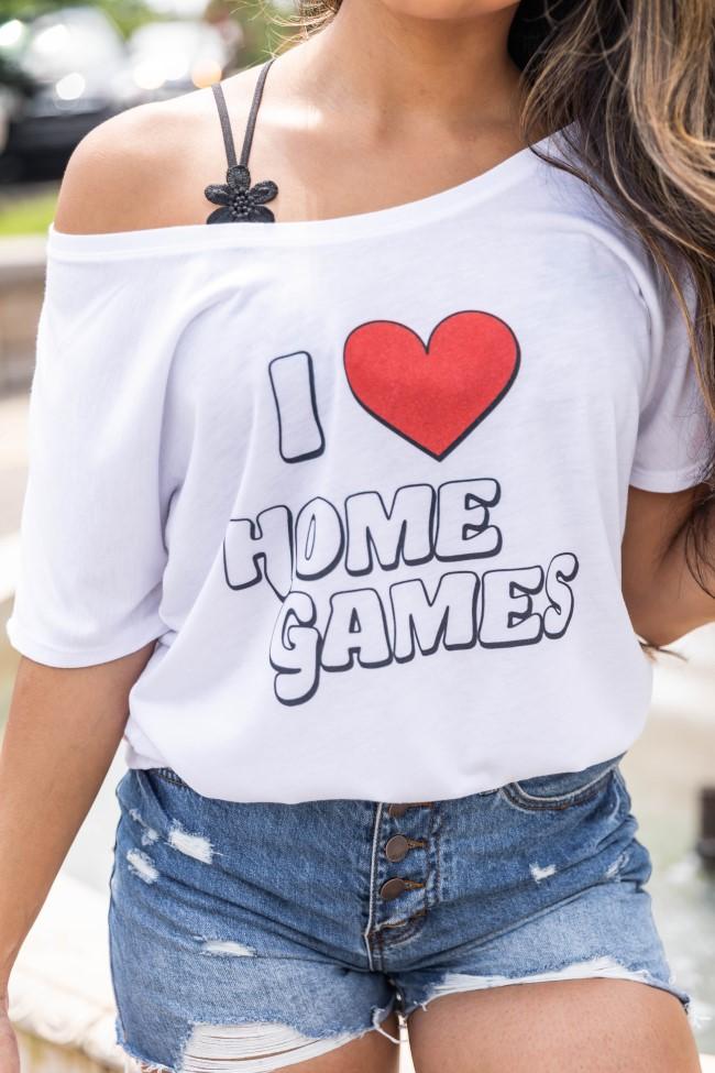 I Heart Home Games White Graphic Slouchy Tee