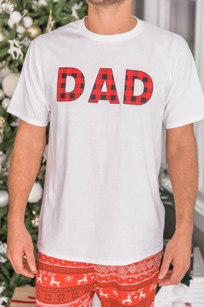 Plaid Dad Graphic White Tee