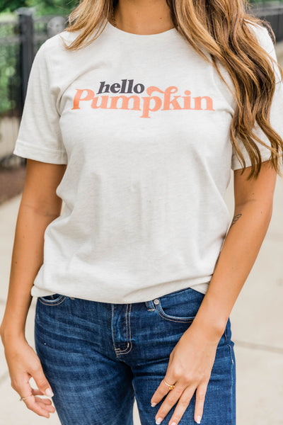 Hello Pumpkin Graphic Heather Natural