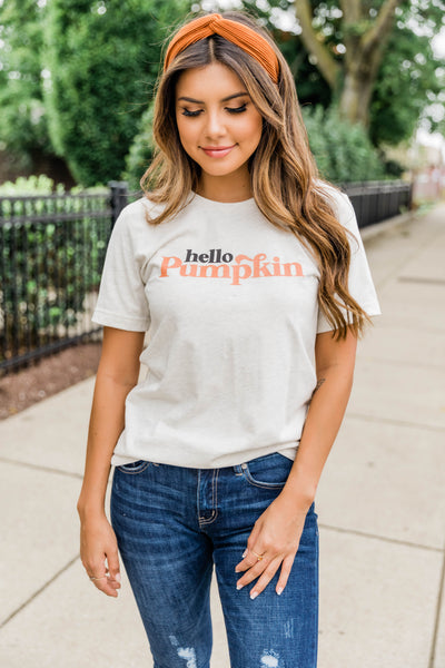 Hello Pumpkin Graphic Heather Natural