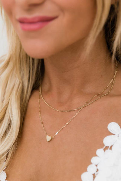 Shine With Love Layered Heart Gold Necklace