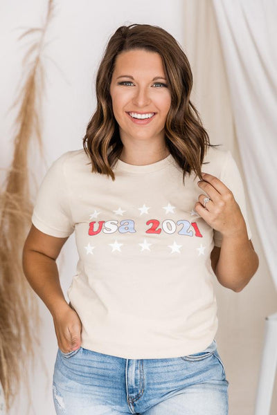 USA 2021 Cream Graphic Tee