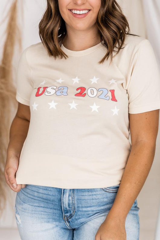 USA 2021 Cream Graphic Tee