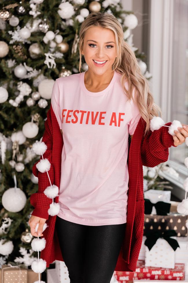 Festive AF Light Pink Graphic Tee