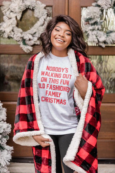 Fun Old Fashioned Family Christmas Graphic Ash Tee