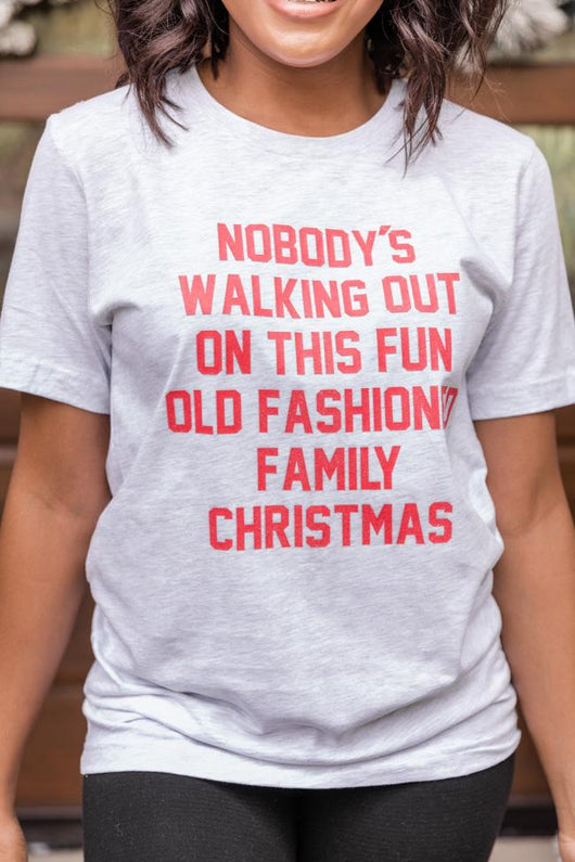 Fun Old Fashioned Family Christmas Graphic Ash Tee