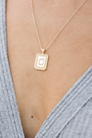 Unique And Chic Gold Tag Initial Necklace