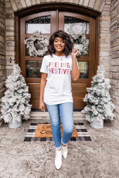 Feeling Festive Graphic White Tee