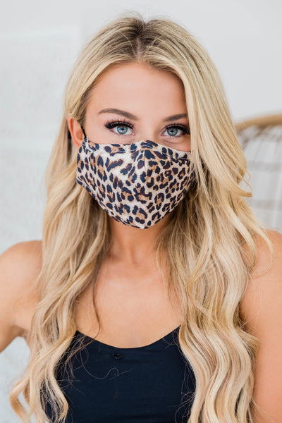 Effortless Style Animal Print Face Mask Brown