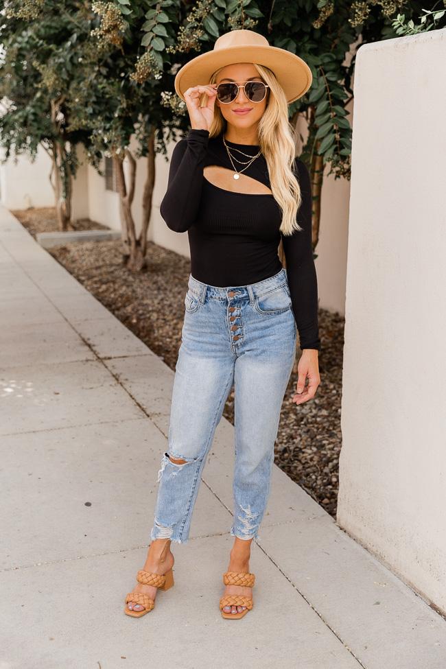 Unpredictable Nights Black Keyhole Bodysuit
