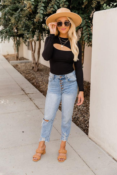 Unpredictable Nights Black Keyhole Bodysuit