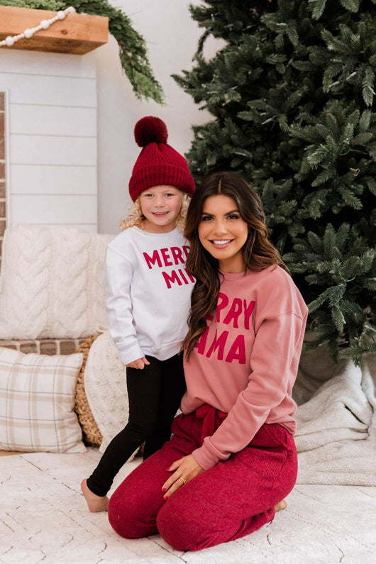 Merry Mini White Graphic Sweatshirt