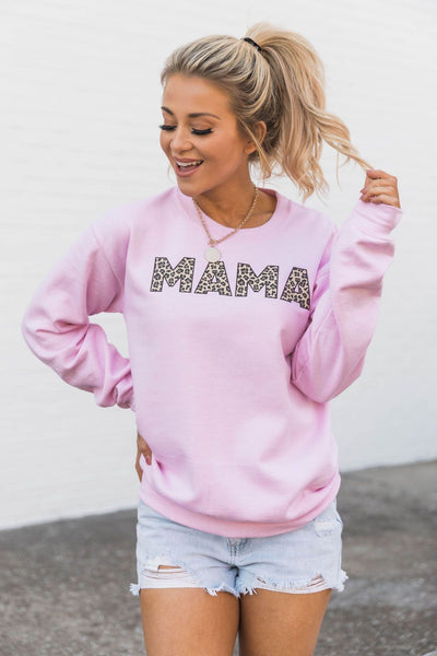 Mama Animal Print Sweatshirt Light Pink