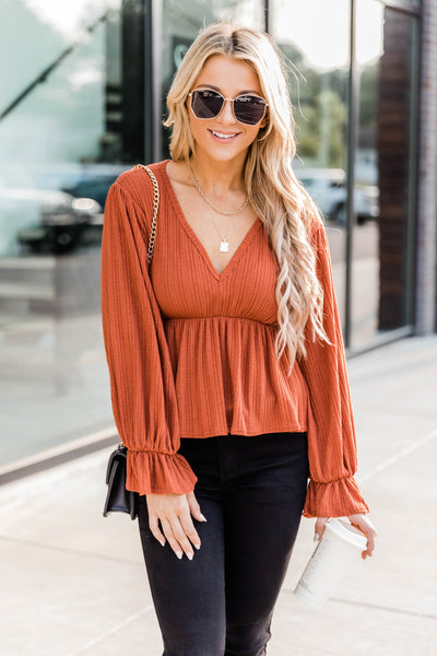 It's All Because Of You Rust Blouse FINAL SALE