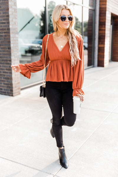 It's All Because Of You Rust Blouse FINAL SALE