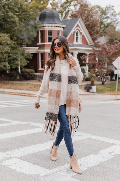 Play For Keeps Beige Crew Neck Sweater