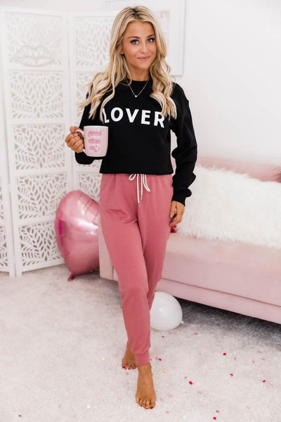 LOVER Block Black Graphic Sweatshirt