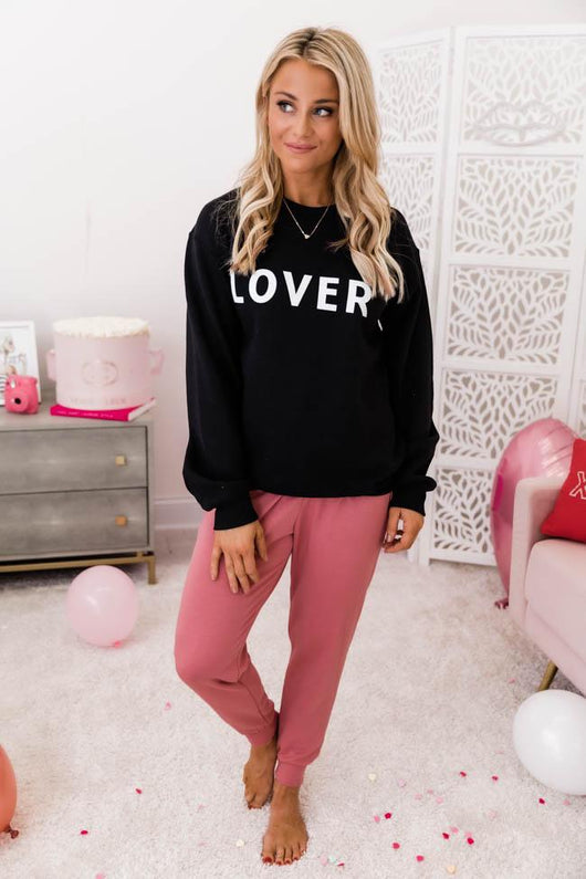 LOVER Block Black Graphic Sweatshirt