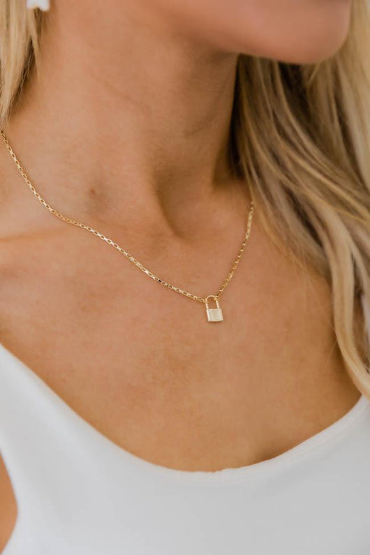 Undeniable Romance Gold Lock Necklace