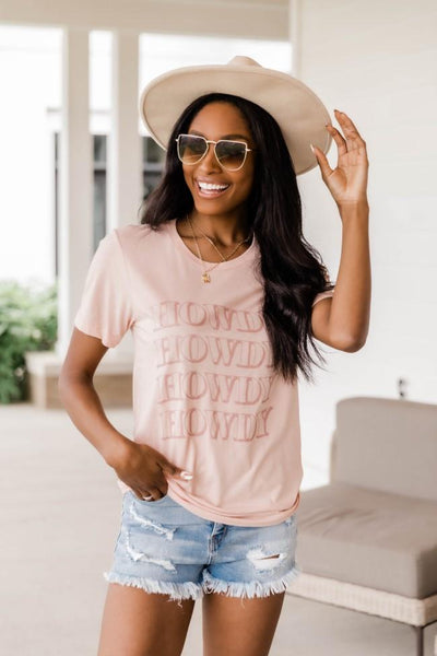Howdy Wave Graphic Peach Tee