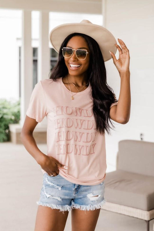 Howdy Wave Graphic Peach Tee