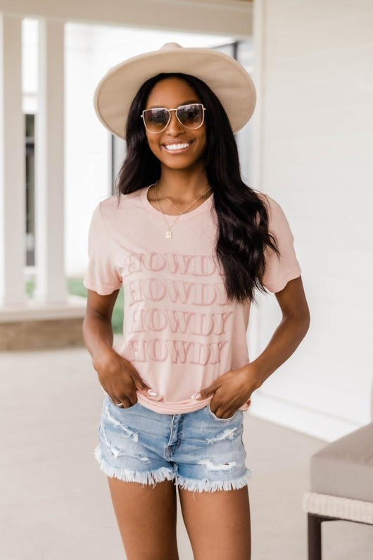 Howdy Wave Graphic Peach Tee