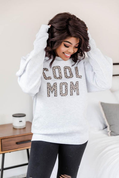 Cool Mom Animal Print Graphic Ash Sweatshirt