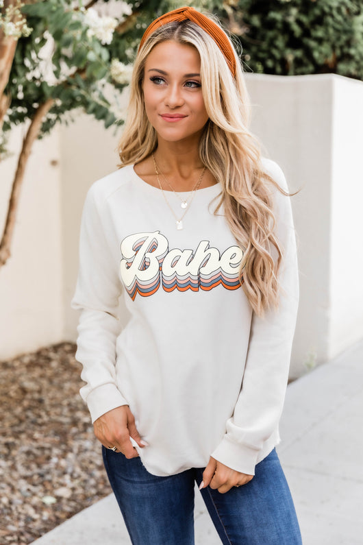 Babe Retro Graphic Cream Sweatshirt
