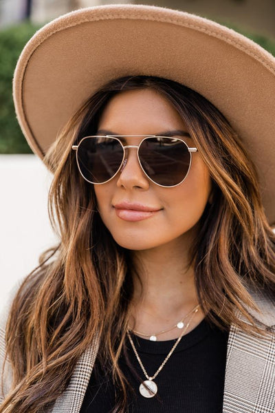 Traveling To You Brown/Gold Sunglasses