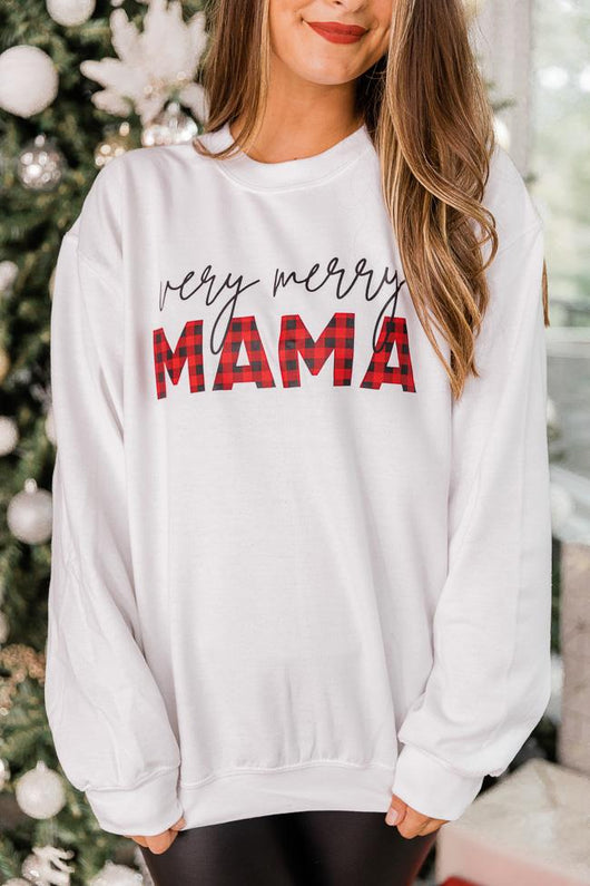 Very Merry Mama Graphic White Sweatshirt