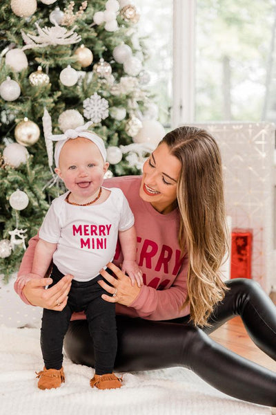 Merry Mini White Graphic Onesie