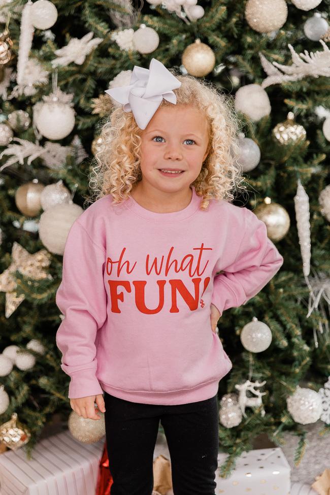 Kids Oh What Fun Pink Graphic Sweatshirt