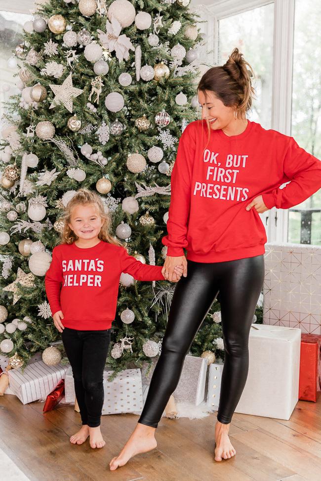 Kids Santa's Helper Red Graphic Sweatshirt