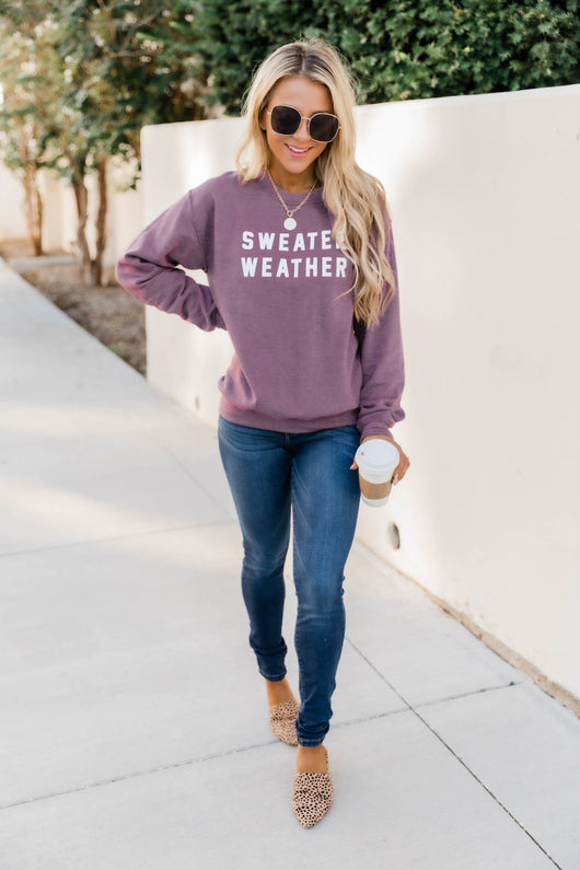 Sweater Weather Dark Maroon Graphic Sweatshirt