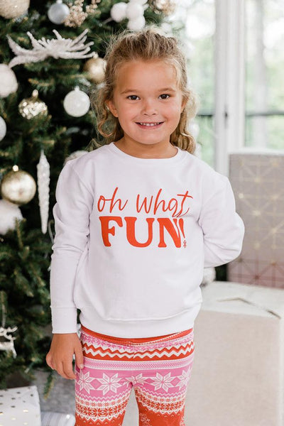 Kids Oh What Fun White Graphic Sweatshirt