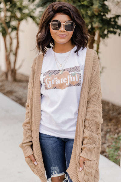 Grateful Pumpkin Graphic White Tee