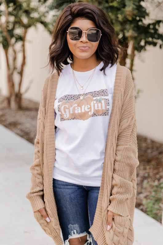Grateful Pumpkin Graphic White Tee
