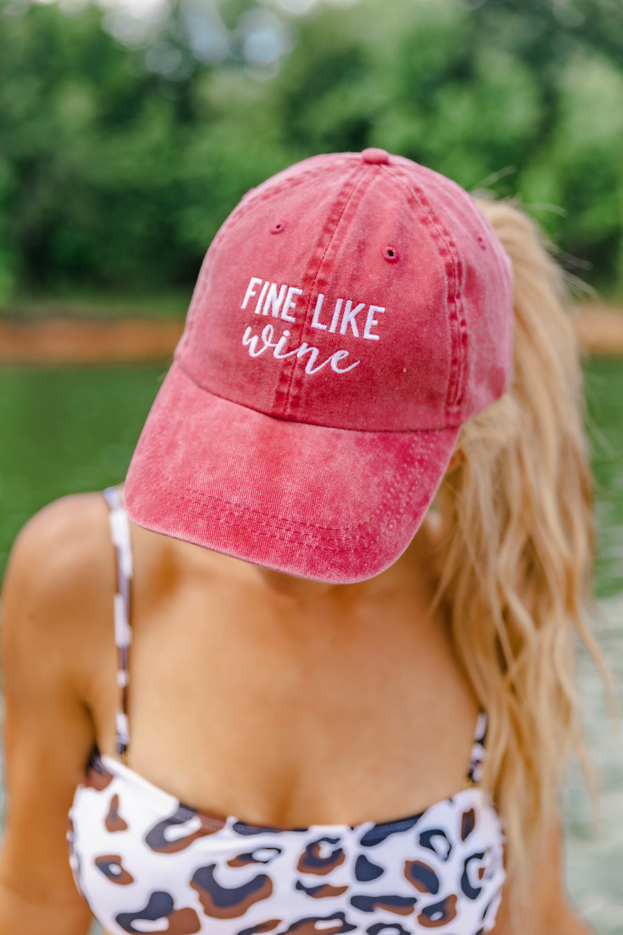 Fine Like Wine Embroidered Baseball Cap Wine