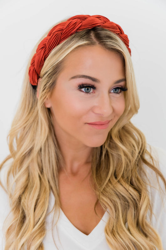 Gleaming Smile Braided Headband Rust FINAL SALE