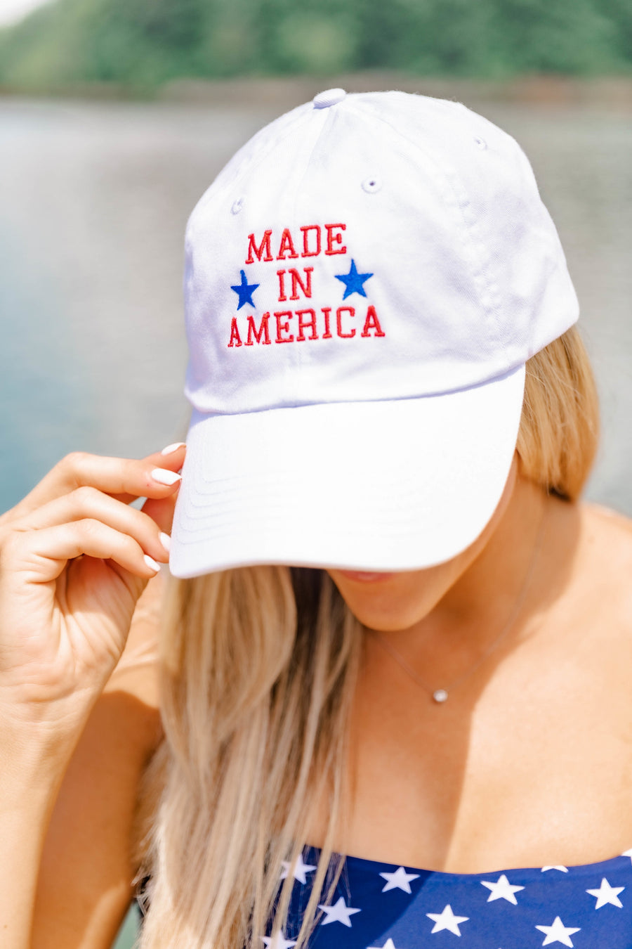 Made In America Embroidered Baseball Cap White