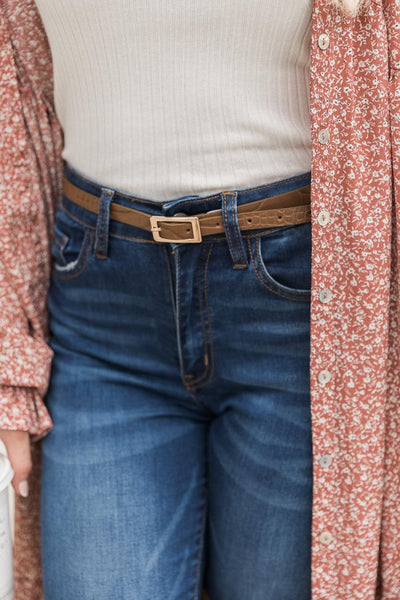 Look Back On Us Skinny Brown Belt